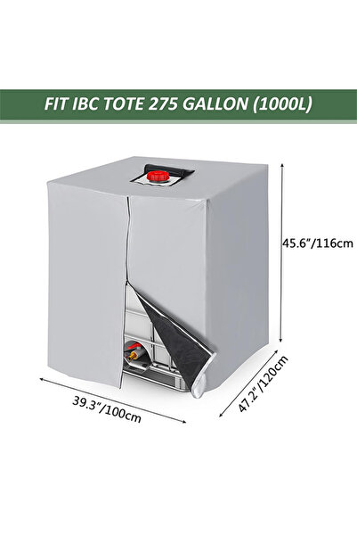 Choice 120x100x116 سم فضي قطعة واحدة 210D حقيبة IBC خارجية بسحاب سعة 275 جالونًا و1000 لتر خزان مياه خارجي 100% بوليستر