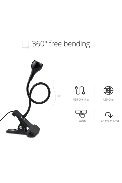 Choice مصباح قراءة LED أبيض دافئ يثبت على طاولة السرير، يعمل بالطاقة عبر USB، مرن وقابل للانحناء، مصباح ليلي