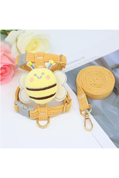 Choice مجموعة حزام ومقود أصفر جديد للقطط الصغيرة حزام قابل للتعديل للكلاب الص...