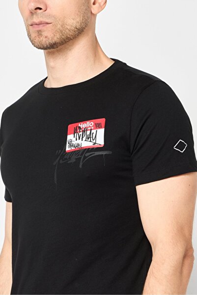 Replay Men Crew Neck Short Sleeve Graphic Print T-Shirt, Black