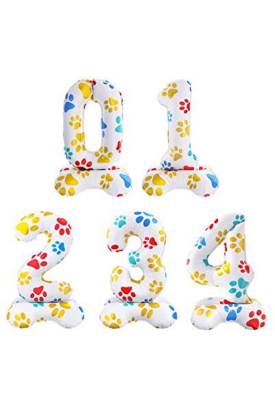 Choice Other Number 1 1pc 16inch White Number Standing Ballons Dog Paws Anima...