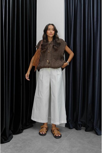 Havoş Кафяво медно копчено плетено жилетче