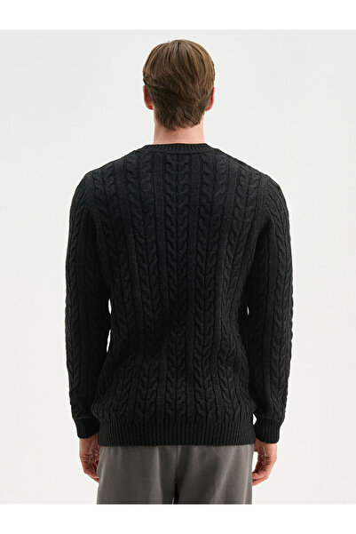 LC Waikiki Ανδρικό πλεκτό πουλόβερ Anthracite Crew Neck