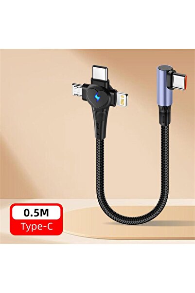Choice كابل شحن سريع 3 في 1 من النوع C 0.5M PD66W 3A USB A إلى كابل بيانات من...