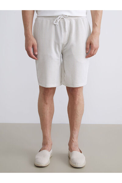 LC Waikiki Ανδρικό σορτς μπεζ Standard Fit ριγέ