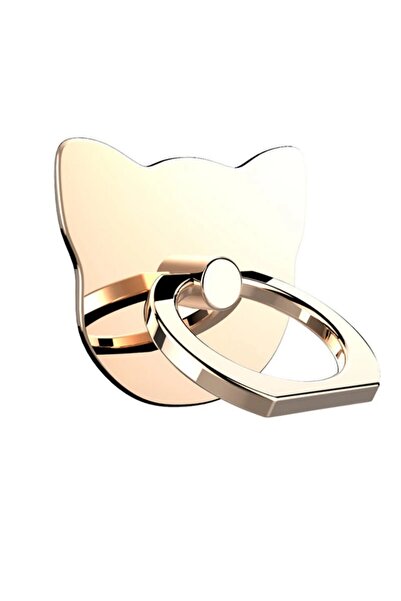 Choice حامل خاتم أصلي على شكل رأس قطة معدني ذهبي حامل هاتف قابل للدوران 360 د...