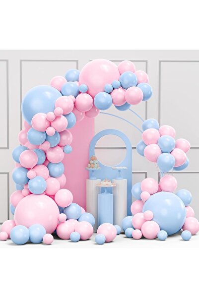 Choice كما في الصورة: مجموعة زينة قوس بالونات وردية وزرقاء 134 قطعة، للاحتفال...