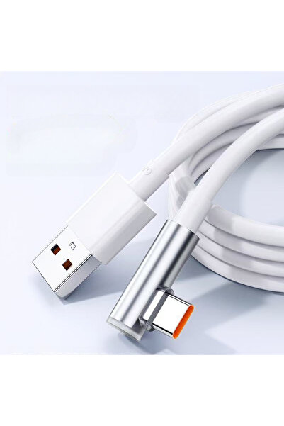 Choice كابل شحن سريع من النوع C بطول 1.8 متر، أبيض اللون، بزاوية 90 درجة، يدعم 6 أمبير/67 واط/120 واط، متوافق مع هواتف Redmi Note 12 Ultra 13 و14 و15