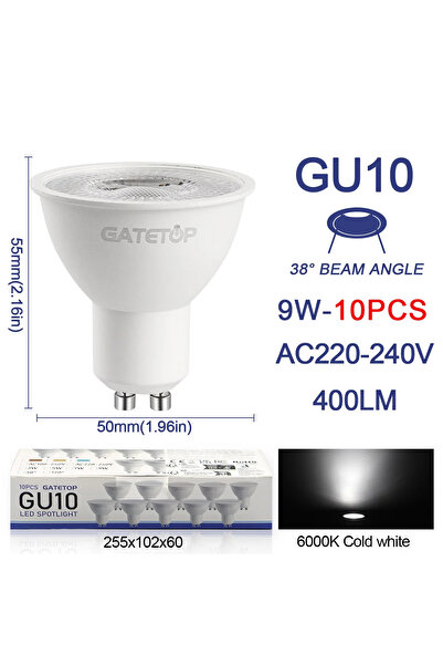 Choice 9 وات تيار متردد 220-240 فولت 38 درجة 6000 كلفن 10 حزم Focos Gu10 Spot...