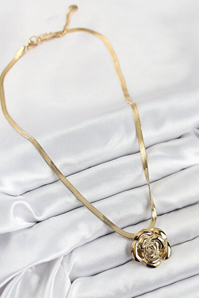 Lisinya قلادة نسائية من الفولاذ 316L بتصميم سلسلة إيطالية مع شكل وردة بلون ذه...