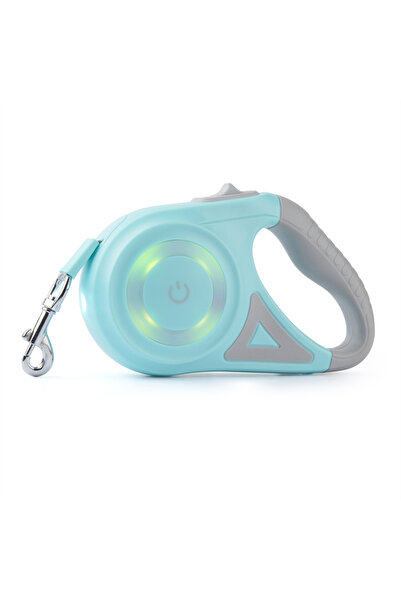 Choice مقود كلب أخضر قابل للسحب أوتوماتيكيًا بطول 5 أمتار مع مصباح يدوي LED ومقود نايلون متين للكلاب الأليفة قابل للتعديل