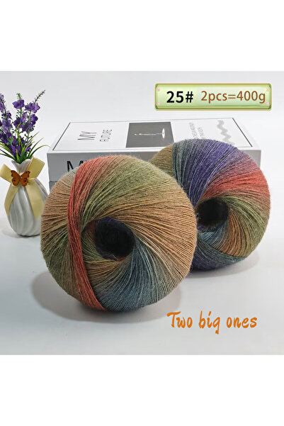 Choice ٢٥ بكرة من خيوط الصوف النقي المصبوغة بألوان قوس قزح متدرجة متعددة الأل...