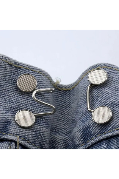 Choice 4set Small Silver (27mm) 1/4Set Nail-free Metal Jeans Button Snaps Detachable Pants Clips Buttons Pi