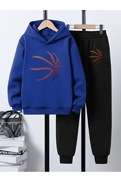 Cevval Детски комплект с качулка и спортен екип с принт, 3-слоен шерпа за есен/зима