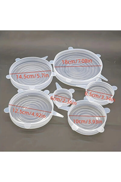 Choice 6 قطع 6 قطع/مجموعة أدوات مطبخ سيليكون شفافة غطاء وعاء مرن عالمي للحفاظ...