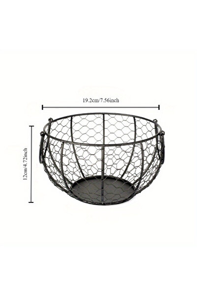 Choice black 1pc High Quality Kitchen Storage Metal Wire Egg Basket Farm Chic...