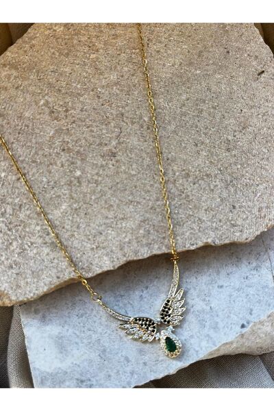 nunu takı Taşlı Kanat Uçlu Kolye