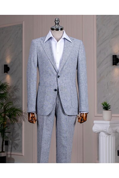 TerziAdemAltun Italian Style Slim Fit Jacket Pant Suit Navy Blue T14457