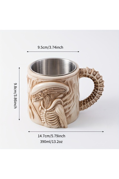 Choice 500 مل أبيض 1 قطعة كوب Xenomorph جديد 3D مسطح نقل الحرارة كوب قهوة Ali...