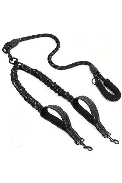 Choice مقود مزدوج عاكس للكلاب باللون الأسود مع مقبضين إضافيين للمرور: دوار 360 درجة لا يتشابك مزدوج للكلاب