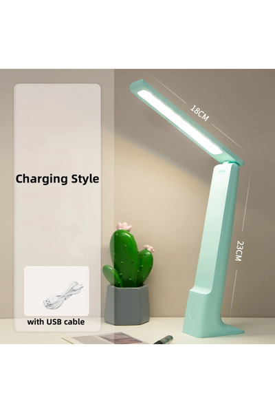 Choice مصباح مكتبي قابل للطي بشاشة LED خضراء وشحن USB وتحكم باللمس وقابل للتع...