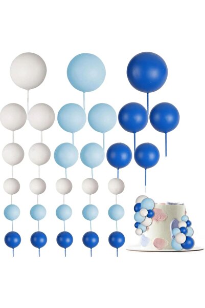 Choice1 30pcs blue 30Pcs DIY Cake Insert Ball Cake ks Cupcake Topper for Birt...