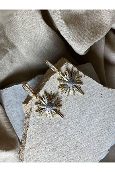 nunu takı Altın Renkli Taşlı Kuzey Yıldızı Küpe