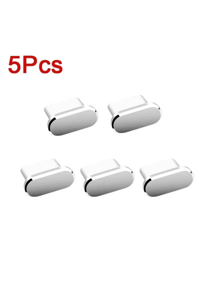 Choice 5PCS Silver 5/1PCS Type C Metal Dust Plugs for IPhone 16 16pro 15pro/1...