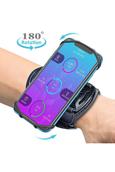 Choice حامل هاتف مع سوار معصم أسود جديد قابل للدوران 360 درجة سوار معصم رياضي...