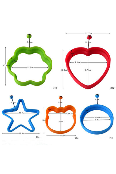 Choice3 5pcs 5 Styles Pancake Maker Fried Egg Mold Silicone Forms Non-stick S...