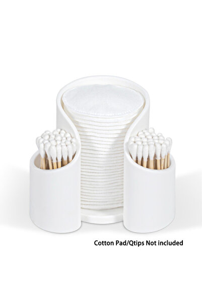 Choice WHITE Cotton Pad QTips Holder, Bathroom Cups Dental Floss Dispenser, Storage Organizer for Cotton Pa