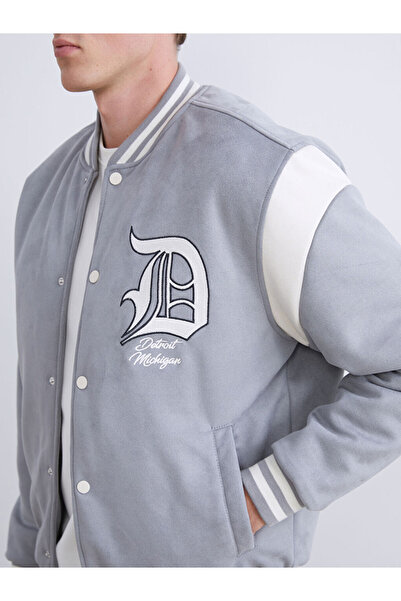 LC Waikiki Sparkling Choices from Shining Store | Standard Fit Long Sleeve Suede Men's College Jacket