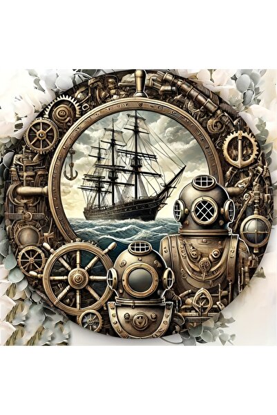 choice2 20x20cm sailing 8in 2D Wooden Pirate Ship Round Plaque Maritime Theme...
