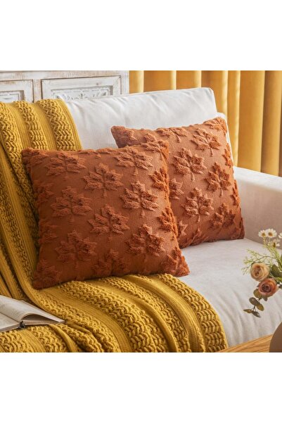 Choice 450*450 مم صدأ 2 قطعة غطاء وسادة خريف أوراق القيقب أغطية وسائد زخرفية للمزرعة لفصل الخريف