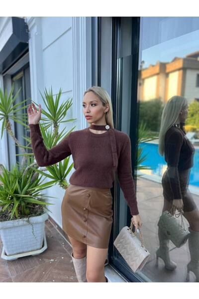 For Angels Πλεκτό πουλόβερ με δέσιμο στο λαιμό και πέτρινα αξεσουάρ