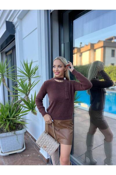 For Angels Πλεκτό πουλόβερ με δέσιμο στο λαιμό και πέτρινα αξεσουάρ