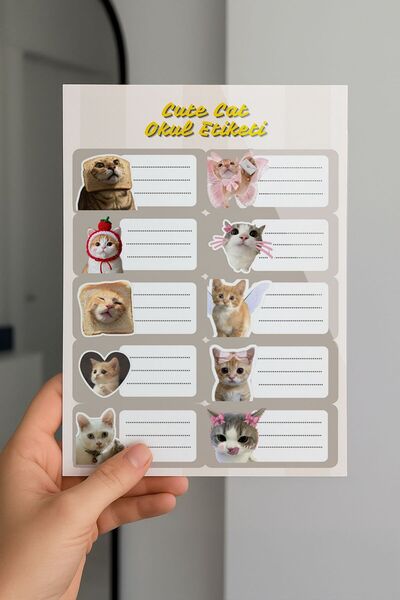 Planet Butik Cute Cat School Tag 3 Pack