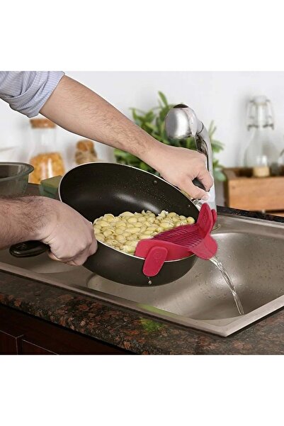Flippy Dish Strainer, Flippy, Silicone High Temperature Resistant, Universal, Pasta, 23x12.5x6.7 cm Red