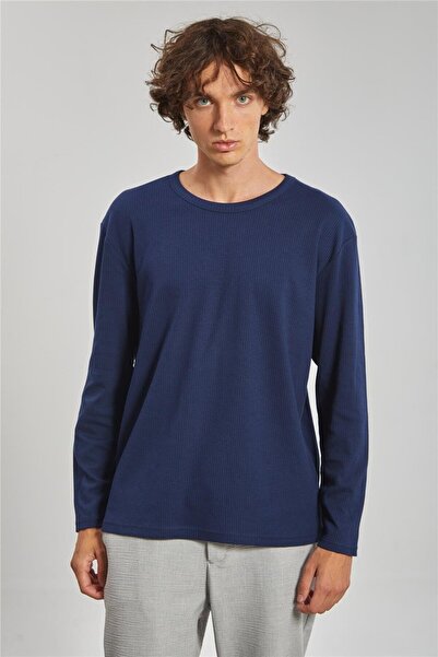 BARRELS AND OIL سترة انترلوك للرجال - لون نيلي