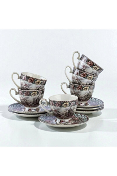 Zuccara Maison İthal Fine Porcelain Çiçek Desenli 6 Kişilik Fincan Takımı