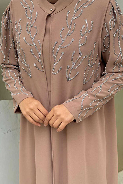 Bym Fashion Stone Detailed Vest Set Dress Set 3929 Mink