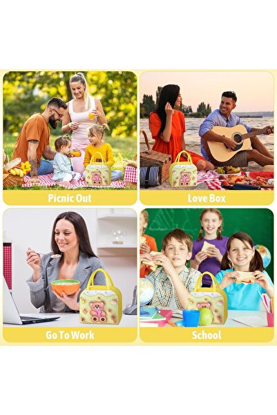 Flippy Cooler Bag with 3D Cartoon Designs, Portable for Kids, Yellow