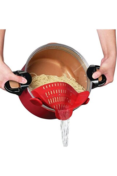Flippy Dish Strainer, Flippy, Silicone High Temperature Resistant, Universal, Pasta, 23x12.5x6.7 cm Red
