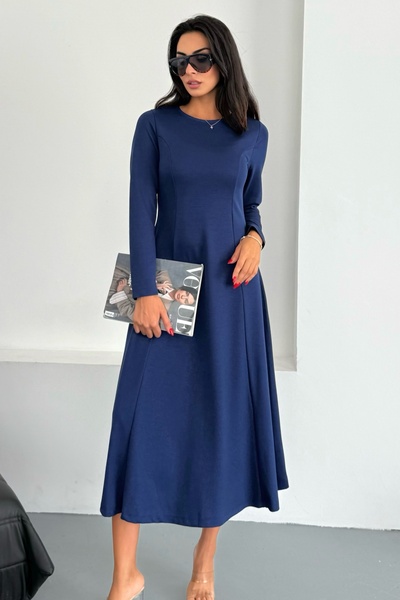 Ded COLLECTION Γυναικείο φόρεμα με μακρύ μανίκι με λαιμόκοψη και κομμένο κούπερ