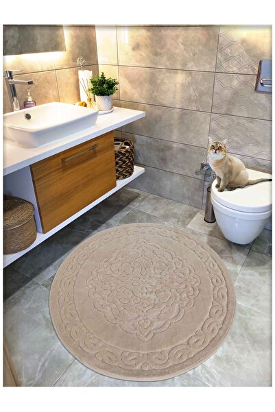 Cotton Crafty Cotton Woven Water Absorbent Bath Mat, Bathroom Carpet Royal 120 X 120 cm Beige