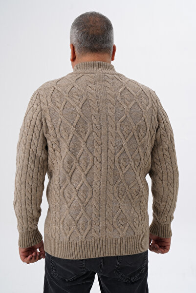 Trist Star Plus Size Men's Mink Pocket Zippered Walking Hair Braided Wool Cardigan Trist-2120