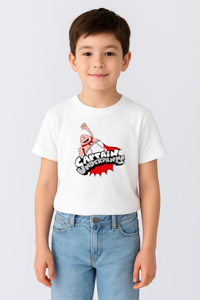 BLITZ ISTANBUL Captain Underpants - Captain Underpants Design Printed Children's T-Shirt (Ages 4-13)