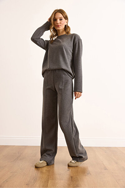 Olalook Women's Smoked Thessaloniki Top Sweater Bottom Stitching Detailed Pants Set Tkm-19000427