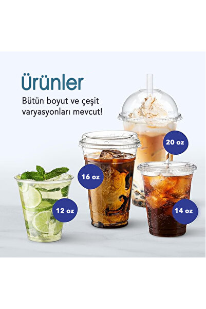 ALACAM [50 Adet] Yudum Kapaklı Plastik Bardak-Limonata, Meyve Suyu, Parti Bardağı (16 OZ - 470 ML)