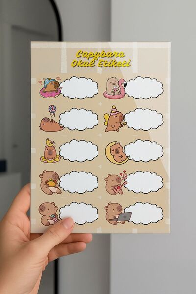 Planet Butik ملصق مدرسي على شكل كابيبارا، عبوة من 3 قطع